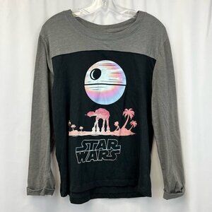 Star Wars Womens Mighty Fine Casual T Shirt Multicolor Heathered Long Sleeve L